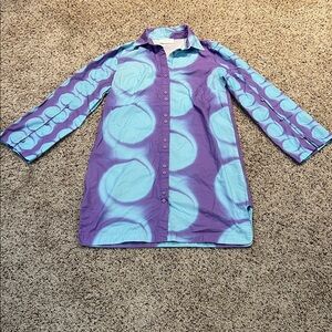 Purple and Blue Long Sleeve Dress